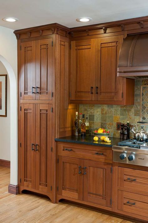 Craftsman Style Kitchens, Craftsman Kitchens, Crown Point Cabinetry, Craftsman Style Kitchen, Banquette Design, Arts And Crafts Kitchen, Farmhouse Storage Cabinets, Kabinet Dapur, Craftsman Kitchen