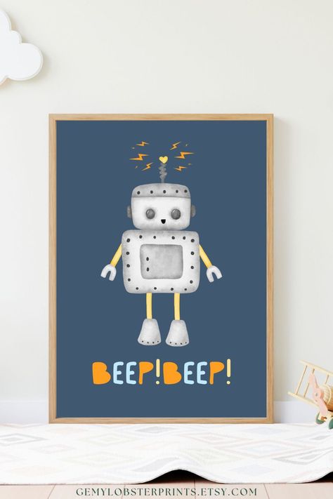 This cute robot print can be instantly downloaded, saved and printed. You can print at home, at your local printshop or through an online vendor. It comes in a variety of sizes, so you can print in the frame size you want. This print would make a great addition to your little one's room or playroom.
#printable wall art #instant download #digital download #robot print #robot wall art #boys room wall art #toddler room print #robot wall decor #robot kids room #robot poster #robot theme room Robot Printable, Homemade Robot, Robot Poster, Robot Wall Art, Wall Art Boys Room, Robot Theme, Wall Art Boys, Robot Print, Boys Room Wall Art