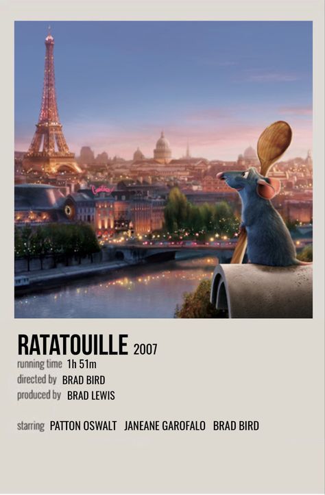 minimal polaroid movie poster for ratatouille Ratatouille Minimalist Poster, Ratatouille Polaroid Poster, Ratatoullie Poster, Disney Poster Wall, Ratatouille Poster Vintage, Disney Poster Prints, Ratoutile Movie, Film And Series Poster, Poster Prints Films