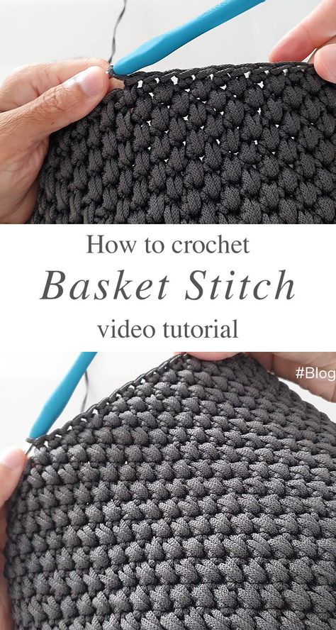 Crochet Basket Stitch You Can Learn Easily - CrochetBeja Crochet Basket Stitch, Basket Stitch, Crochet Basket Pattern Free, Crochet Storage, Simple Crochet, Crochet Stitches Video, Crochet Basket Pattern, Crochet Handbags Patterns, Crochet Stitches For Beginners