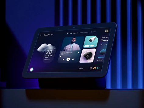 Smart Home launcher UI Futuristic Ui Design, Google Hub, Minimal Futuristic, Tablet Ui, Car Ui, User Centered Design, Night Mode, Dashboard Ui, Smart Home Design