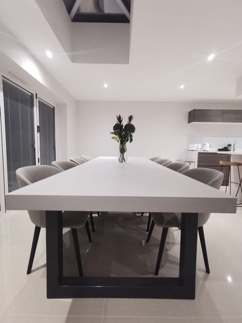 Concrete Rectangle Dining Tables - Daniel Polished Concrete Tables Concrete Dinner Table, Concrete Dining Table Styling, Concrete Dinning Table, Concrete Dining Room, Concrete Top Dining Table, Dinner Table Diy, Concrete Tables, Stone Top Dining Table, Kitchen 2024