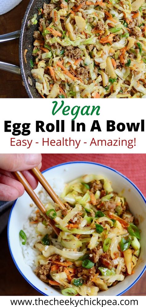 Vegan Carb Free Recipes, Vegan Eggroll In A Bowl Recipe, Vegan Recipes No Carb, Vegetarian Recipes With Cabbage, Keto Vegan Dinner, Easy Vegan Keto Recipes, Vegan Low Calorie Dinner, Easy Vegan Supper Ideas, Vegan Eggroll Bowl