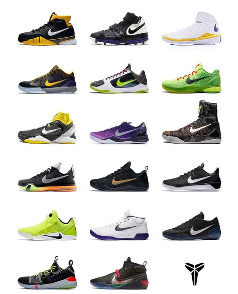 NIKE KOBE SERIES All Kobe Shoes, Nike Basketball Shoes Kobe, Kobe Bryant Sneakers, Zapatillas Nike Basketball, Kobe Sneakers, Basketball Shoes Kobe, Nike Kobe Shoes, Kobe Bryant Shoes, Kobe 11