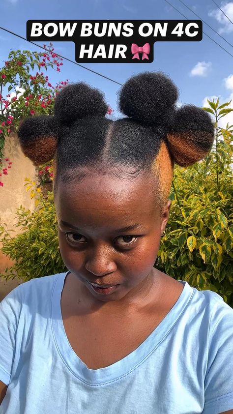 BOW BUNS ON 4C HAIR 🎀 Bow Buns, How To Bun, 4c Natural Hairstyles Short, Short Afro Hairstyles, Cabello Afro Natural, Natural Hair Bun Styles, Hair Puff, Beautiful Black Hair, Protective Hairstyles For Natural Hair