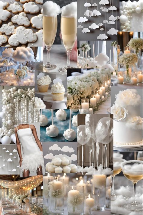 On Cloud Nine Engagement Party or Bridal Shower Theme On Cloud Nine Wedding Theme, Cloud Themed Bridal Party, Cloud Dinner Party, Cloud Engagement Party, Cloud Theme Engagement Party, On Cloud 9 Theme Party, Bridal Shower Themes On Cloud 9, Cloud Bridal Shower Ideas, Cloud Birthday Party Decoration