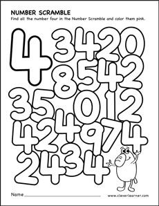 Number scramble activity worksheet for number 4 for preschool children Preschool Number Worksheets, Kindergarten Math Free, Pre K Worksheets, Kindergarten Math Worksheets Free, Homework Worksheets, Teaching Numbers, Numbers Kindergarten, Worksheet For Kids, Printable Preschool Worksheets