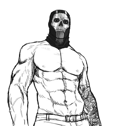 Ghost Cod No Shirt, Ghost Cod Tattoo Sleeve, Ghost Ocs Ideas, Call Of Duty Ghosts Drawings, Ghost Cod Shirtless Fanart, Ghost Tattoos Cod, Ghost Drawing Call Of Duty, Call Of Duty Ghost Tattoo, Ghost Cod Drawing Easy