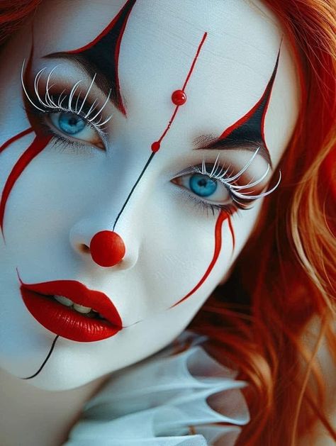 Vampire Clown, Outfit Festa, Circus Photography, Adult Face Painting, Joker Mask, Different Colored Eyes, Rainy Day Aesthetic, Dark Art Photography, Amazing Halloween Makeup