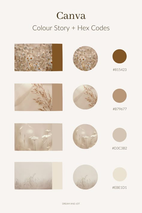 Canva Earth Tone Color Palette, Canva Beige Color Code, Cream And Beige Color Palette, Brand Colors Neutral, Canva Brown Palette, Instagram Branding Color Palette, Canva Neutral Color Palette Codes, Neutral Color Hex Codes, Neutral Beige Color Palette