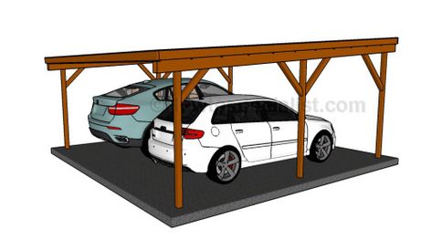 Flat roof double carport plans Backyard Carport, Rustic Sheds, Free Standing Carport, Carport Storage, Lean To Carport, Flamingo Projects, Carport Design, Wooden Carports, Building A Carport