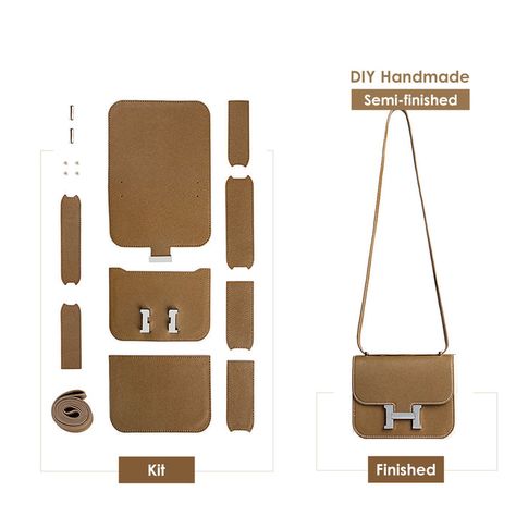 Leather Bag Pattern Free Pdf, Diy Tofu, Leather Sewing Kit, Diy Bag Kit, Leather Handbag Patterns, Shoulder Bag Diy, Leather Bag Tutorial, Tan Leather Bag, Leather Sewing