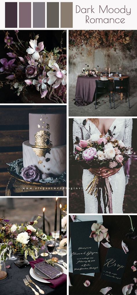 Thinking purple is your theme of choice when you tie the knot? Purple is one of the most amazing and beautiful colors existing in nature.READ MORE Dark Wedding Theme, Wedding Color Pallet, Purple Wedding Theme, Wedding Color Trends, Wedding Colors Purple, Dark Wedding, Moody Wedding, Wedding 2025, Wedding Theme Colors