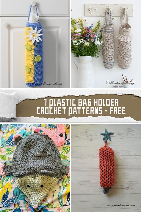 7 Plastic Bag Holder Crochet Patterns – FREE - iGOODideas.com Plastic Bag Holder Crochet, Crochet Plastic Bag Holder, Bag Holder Crochet, Bag Holder Pattern, Plastic Bag Crochet, Plastic Bag Holder, Grocery Bag Holder, Crochet Patterns Free, Dog Poop Bag Holder