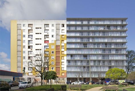 Before and after. Transformation of 530 dwellings, block G, H, I,Burdeos, de Lacaton & Vassal con Frédéric Druot y Christophe Hutin. Copenhagen Architecture, Renovation Facade, Collective Housing, Architecture Awards, Social Housing, Project Photo, Urban Planning, Residential Building, Residential Architecture