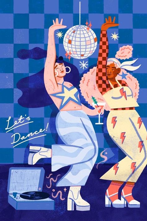 Dancing Illustration Art, Dance Illustration Art, Dancing Illustration, Vacation Illustration, Dance Drawing, Dance Illustration, Dancing Drawing, Party Illustration, Colourful Style