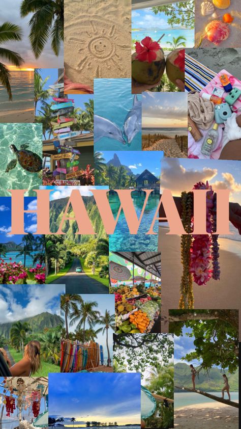 Collage of the dream to live and enjoy hawaii Iphone Wallpaper Europe, Hawaiian Travel, Wallpaper Iphone Boho, Cute Summer Wallpapers, Collage Iphone, Senior Trip, Simple Iphone Wallpaper, Beautiful Collage, Summer Wallpaper