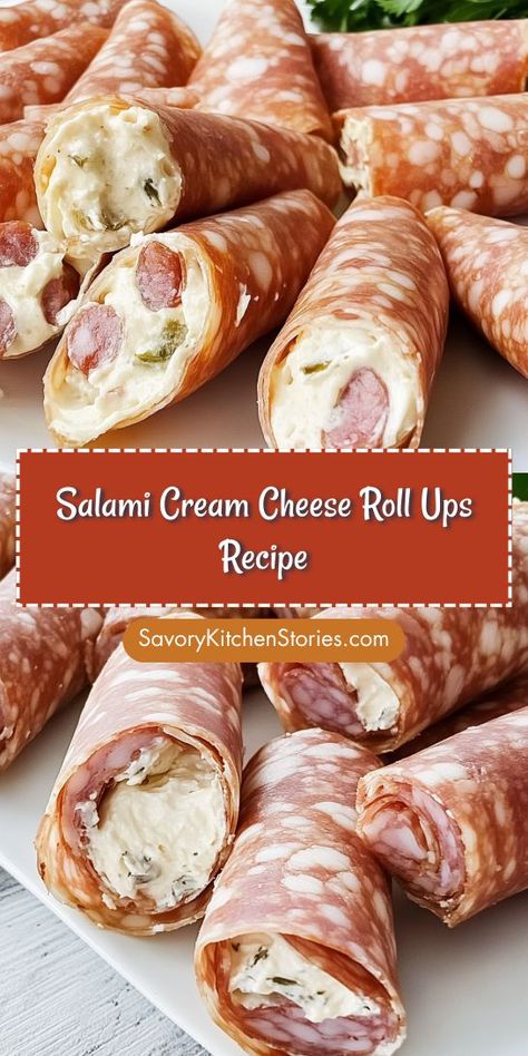 Seeking a crowd-pleasing appetizer that’s both tasty and quick to whip up? Try these Salami Cream Cheese Roll Ups for a delightful mix of flavors! Perfect for entertaining, make sure to save this recipe for your future appetizer creations! Salami Rolls Cream Cheese, Antipasto Italian Cheese Log, Salami Rollups Appetizer Recipes, Salami And Cream Cheese Roll Ups, Salami Boursin Cheese Roll Ups, Block Cream Cheese Appetizer, Appetizers With Salami, Salami Boursin Roll Ups, Hard Salami Appetizers