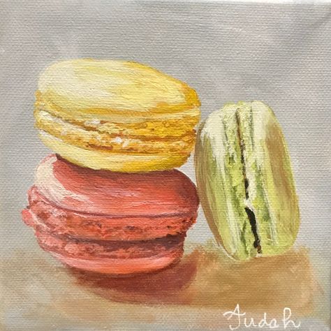 Macaroon Painting, Macarons Painting, Macaroon Drawing, Pretty Paintings, Food Art Painting, The Art Sherpa, Gcse Art, Oil Pastels, A Level Art