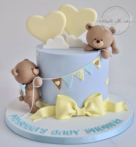 Cakes With Teddy Bears, Teddy Bear Birthday Cake Ideas, Teddy Bear Cake Designs, Baby Shower Tårta, Baby Boy Baby Shower Cakes, Birthday Cakes For Baby Boy, 1 Tier Birthday Cake, Baby Shower Cake Ideas For Boys, Cake For Newborn Baby Boy