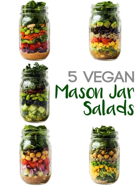 Mason Jar Salads, Salad Jar Recipe, Jar Salads, Jar Salad, Mason Jar Meals, Mason Jar Salad, Vegan Lunches, Salad In A Jar, Vegan Meal Prep