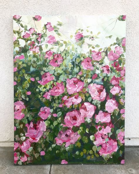 Spring Floral Painting, How To Paint Florals Acrylic, Floral Painting Ideas, Roses Acrylic, Canvas Painting Ideas For Beginners, Canvas Painting For Beginners, Floral Paintings Acrylic, Beginners Painting, Painting Ideas For Beginners