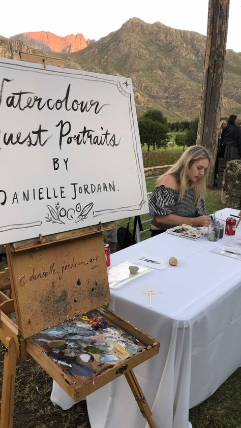 South-African Live Wedding Painter | Danielle Jordaan on Instagram: “Watercolour guest portraits for @taramacklin and @colinmhugo ‘s wedding at @larocheestate For watercolour guest portrait inquiries:…” Art Fair Booth, Live Wedding Painting, Diana Wedding, Instagram Painting, Wedding Painting, Live Painting, Garden Route, Artistic Wedding, Wedding Site