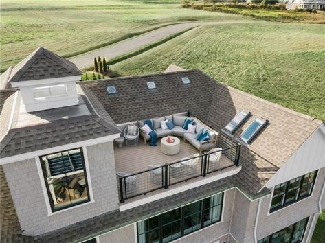 2021 HGTV Dream Home Lands on the Market in Rhode Island for $2.39M Terrace Design Ideas, Rooftop Balcony, Beautiful Terrace, Rooftop Patio Design, Terrasse Design, Deck Pictures, Hot Tub Deck, Rooftop Terrace Design, Rooftop Design