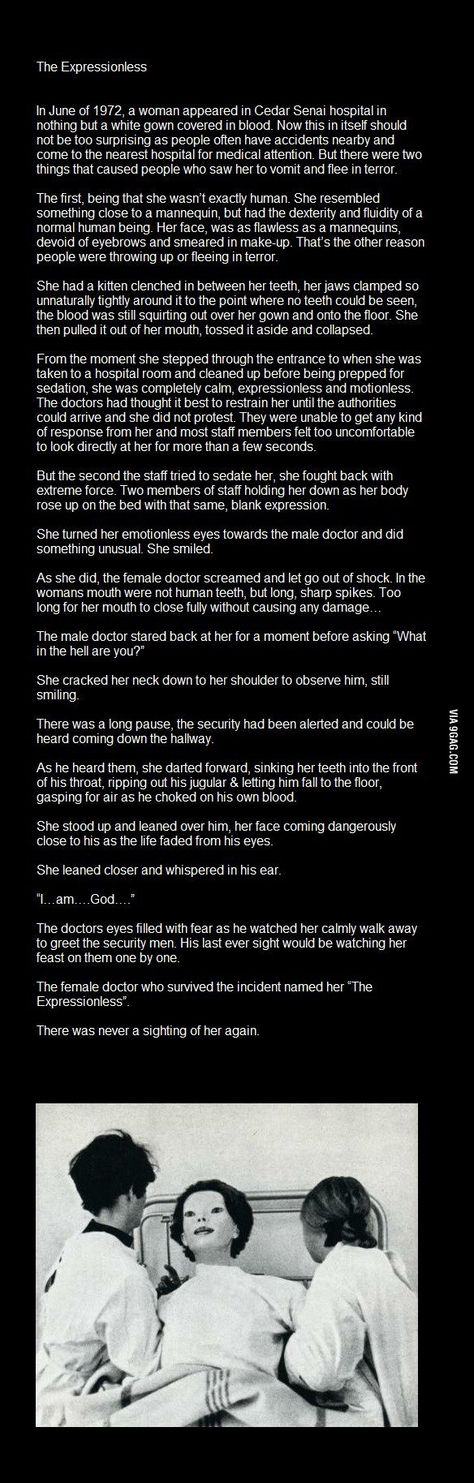 Even scarier. I honestly almost lost sleep when reading this at midnight last night. The Expressionless, Short Creepy Stories, Scary Story, Slender Man, Spooky Stories, Marshall Lee, Outdoor Quotes, Urban Legends, Fan Girl