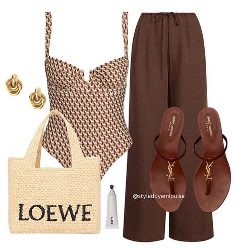 Emma Louise | Stylist | There’s just something about brown tones on holiday…👌🏼 this might be one of my fave swimwear pieces 🥥 Outfit details are linked on my… | Instagram Bora Bora Outfits Women, One Piece Swimsuit Outfit, Summer Outfits Polyvore, Color Combos Outfit, Classic Style Outfits, Diy Clothes Design, Swimsuits Outfits, Neue Outfits, Beach Outfits