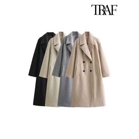 Just found this amazing item on AliExpress. Check it out! $28.96 57％ Off | TRAF-Women's Soft Oversized Woolen Coat, Long Sleeve, Front Welt Pockets, Female Outerwear, Chic Overcoat, Fashion Woolen Coat, Wool Coat, Welt Pockets, Welt Pocket, Double Breasted, Style Casual, Fall Winter, Wool, Bra