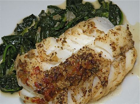 Butter Fish Recipe, Expedit Hack, Shallot Butter, Cod Fish Recipes, Black Cod, Cod Recipes, Sauteed Spinach, Spinach Recipes, White Pepper