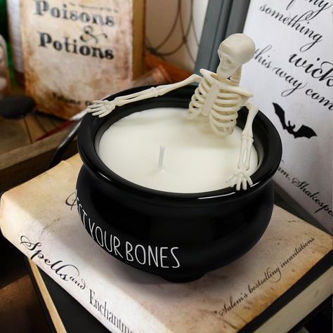 Halloween Decorations - #HalloweenDecor - Halloween #Skeleton #Candles - Vintage Farmhouse Gothic Decoration for Home Indoor Room Tables #homedecor #decor #halloween Skeleton Candle, Gothic Crafts, Skull Candle Holder, Halloween Skeleton Decorations, Candle Ornament, Novelty Candles, Elephant Birthday, Spooky Gifts, Skull Candle