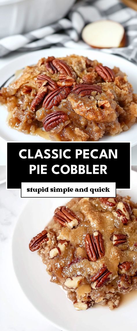 Image for Classic Pecan Pie Cobbler Pecan Pie Cobbler Dump Cakes, Thanksgiving Classic Recipes, Classic Pecan Pie Cobbler, Peacon Pie Cobbler, Pecan Pie Casserole Recipe, Easy Pecan Cobbler, Crock Pot Pecan Pie Cobbler, Easy Pecan Pie Cobbler, Pecan Pie Pudding Recipe