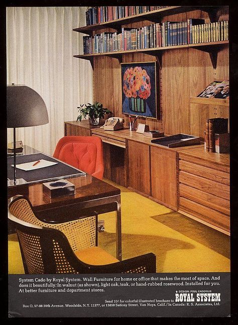 Madmen Interior Design, 50s Office, 60s Office, 1960s Office, Directional Lighting, Mid Century Office, Mid Century Modern Office, 70s Interior, Retro Interior Design