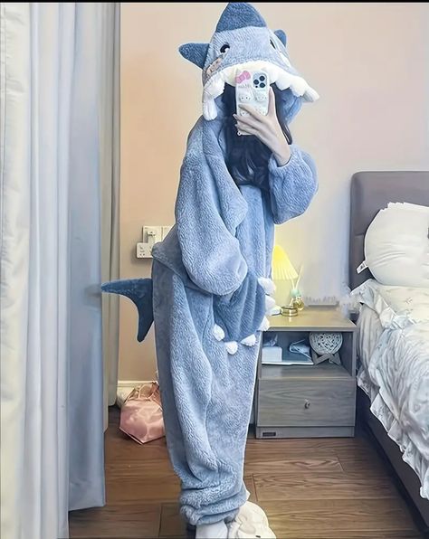 Kawaii Shark, Shark Onesie, Trippy Clothes, Shark Pajamas, Pj Outfit, Cotton Night Dress, Cute Onesies, Cosy Outfit, Cute Pjs