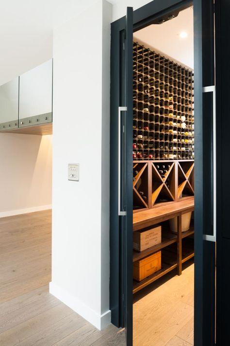 An integrated walk in larder and wine storage cupboard - Contemporary - Wine Cellar - Kent - by Edmondson Interiors | Houzz Walk In Larder, Wine Cupboard, Wine Cellar Closet, Contemporary Wine Cellar, Storage Cupboard, Living Kitchen, American Walnut, Cupboard Storage, Wine Fridge