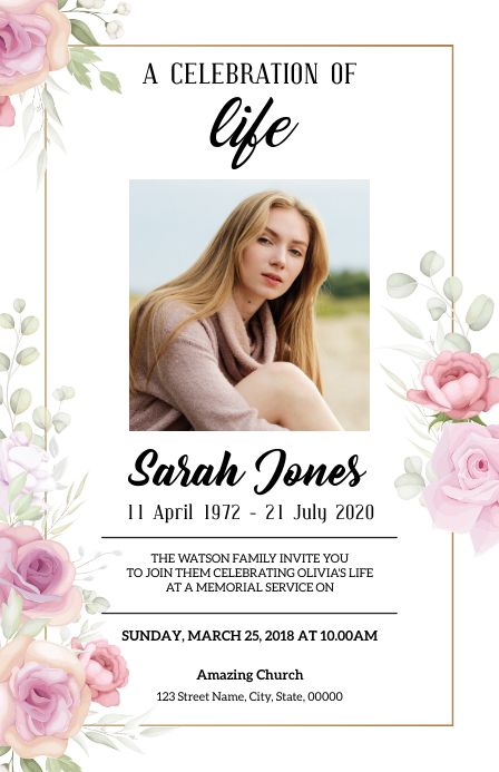 Pink Floral Celebration of Life Program Template Biography Design, Eulogy Template, Memorial Templates, Celebration Of Life Template, Celebration Of Life Program, Bridal Show Booths, Memorial Service Invitation, Memorial Program, Memorial Cards