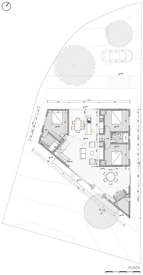 Square House Plans, Triangle House, Modern House Floor Plans, Building Plans House, Architectural Floor Plans, Villa Plan, Architectural House Plans, Apartment Plans, Architectural Drawing