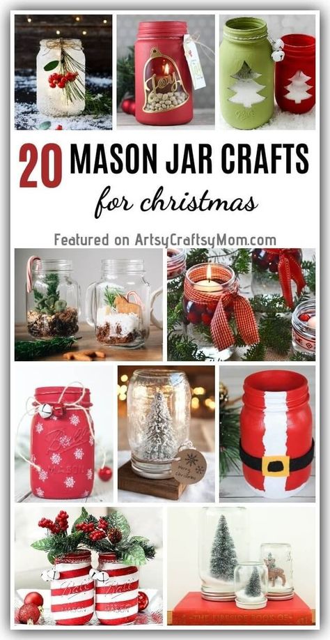 Give your holiday decor a boost with these gorgeous Mason Jar Crafts!! Whether it’s vintage or contemporary, there’s something for everyone! Jar Lid Crafts Diy, Jar Crafts Diy, Christmas Mason Jar Crafts, Jar Christmas Crafts, Painted Mason Jars Diy, Trinket Ideas, Christmas Luminaries, Easy Mason Jar Crafts Diy, Candle Diy Mason Jar