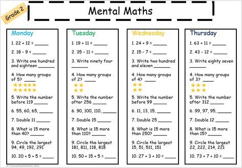 Grade 2 mental maths Mental Maths Worksheets For Grade 1, Mental Math Tricks, Maths Worksheet, Mental Maths Worksheets, Mental Maths, Addition Words, Math Addition Worksheets, Maths Paper, Maths Worksheets