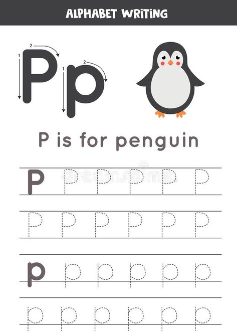 Penguin Worksheets, Cartoon Alligator, Tracing Alphabet Letters, Letter P Worksheets, Tracing Alphabet, Penguin Theme, Cartoon Penguin, Cartoon Bird, Winter Cartoon