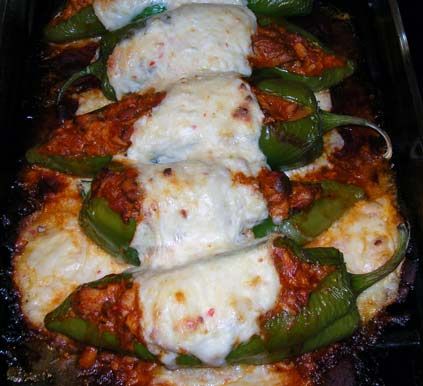 Stuffed-Anaheim-Peppers-2 Anaheim Chili Recipes, Anaheim Peppers, Get Stuffed, Ground Beef And Rice, Stuffed Anaheim Peppers, Sweet Bell Peppers, Beef And Rice, Garden Recipes, Peppers Recipes