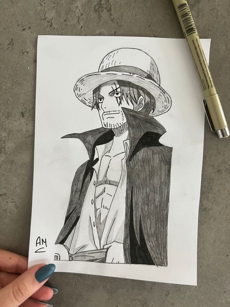 Shanks One Piece Sketch, Shanks One Piece Drawing, Shanks Drawing, Shanks Sketch, Cool Anime Sketches, One Piece Sketch, Red Hair Shanks, Figure Drawing Tutorial, Youtube Drawing