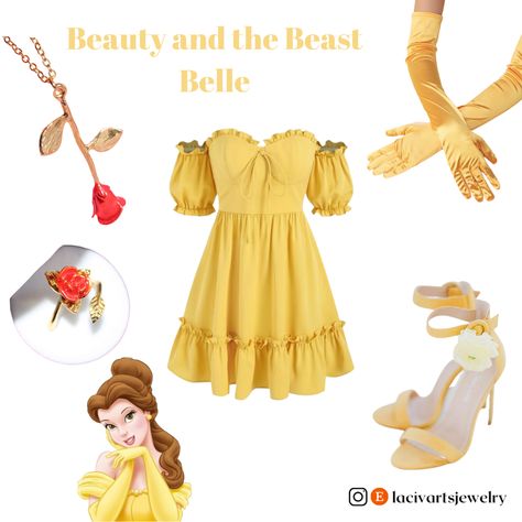 Beauty And The Beast Outfit Casual, Auradon Prep Aesthetic Outfits, Princess Belle Inspired Outfits, Beauty And The Beast Inspired Outfits, Beauty And The Beast Outfit Ideas, Disney Bound Princess Outfits, Beauty And The Beast Costume Ideas, Belle Beauty And The Beast Costume, Belle Disney Bound