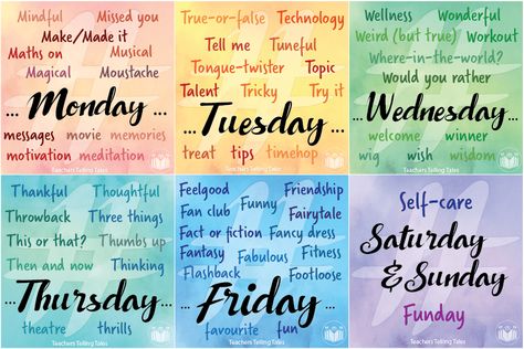 Days Of The Week Themes, Friday Film, Circle Time Activities, Daily Ideas, Tongue Twisters, Weird But True, Theme Days, Days Of The Week, School Themes