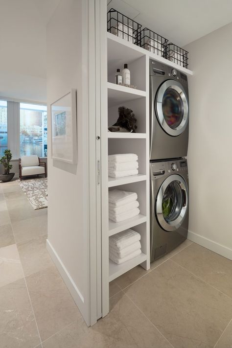 Stacked Laundry Room, Dream Laundry Room, Laundry Room Closet, Laundry Room Layouts, Laundry Room Renovation, Laundry Design, Modern Laundry Rooms, Laundry Room Remodel, Laundry Room Inspiration