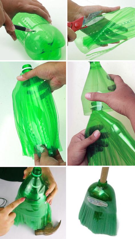 You Can Use Plastic Soda Bottles To Make A 7Broom Make A Broom, Recycled Bottle Crafts, Reuse Plastic Bottles, Plastic Bottle Art, Diy Plastic Bottle, Detergent Bottles, A Broom, Recycled Bottle, Plastic Bottle Crafts