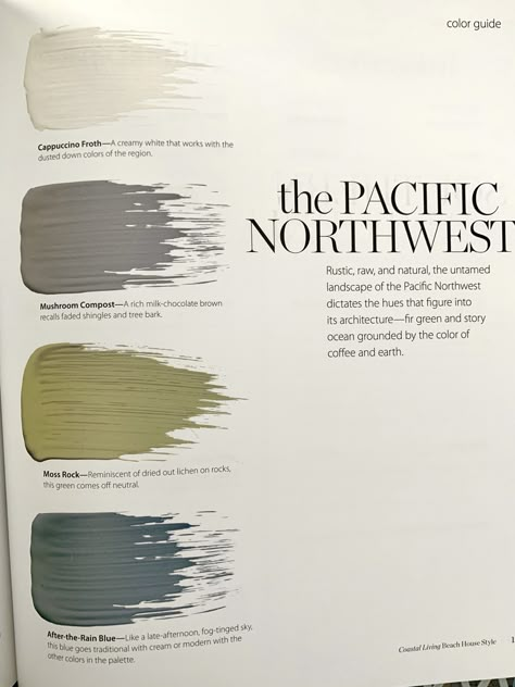 Pacific Northwest Decor Living Rooms, Pnw Bathroom Decor, Modern Craftsman Color Palette, Pacific Northwest Bathroom, Pacific Northwest Decor Rustic, Pacific Northwestern Interior Design, Northwest Color Palette, Pacific Northwest Design Style, Pacific Coastal Decor