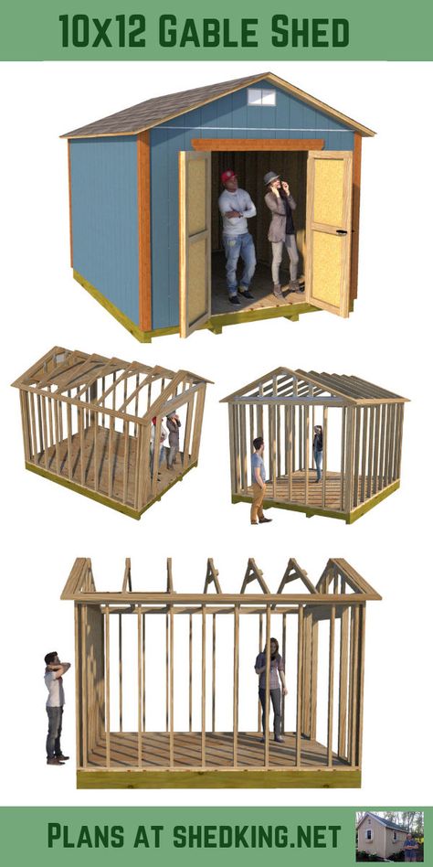 These 10x12 shed plans will help you build that neat storage shed, playhouse, chicken coop, shed shed, or he shed.  Storage shed plans come complete with 61 page shed building manual, 20 pages of shed plans, shed materials list you can use for shopping and when you're building your shed, email support from me the developer of these plans for any questions you might have, and 3d construction model.  #diyshed #shedplans #shedideas #sheshed #playhouseplans #mancaveshed #heshed #gardenshedplans Storage Shed Plans 10x12, 12x10 Shed Plans, 10 X 12 Shed Plans, Diy Shed Plans 10x12, Playhouse Chicken Coop, Chicken Coop Shed, Pink Camper, He Shed, 10x12 Shed